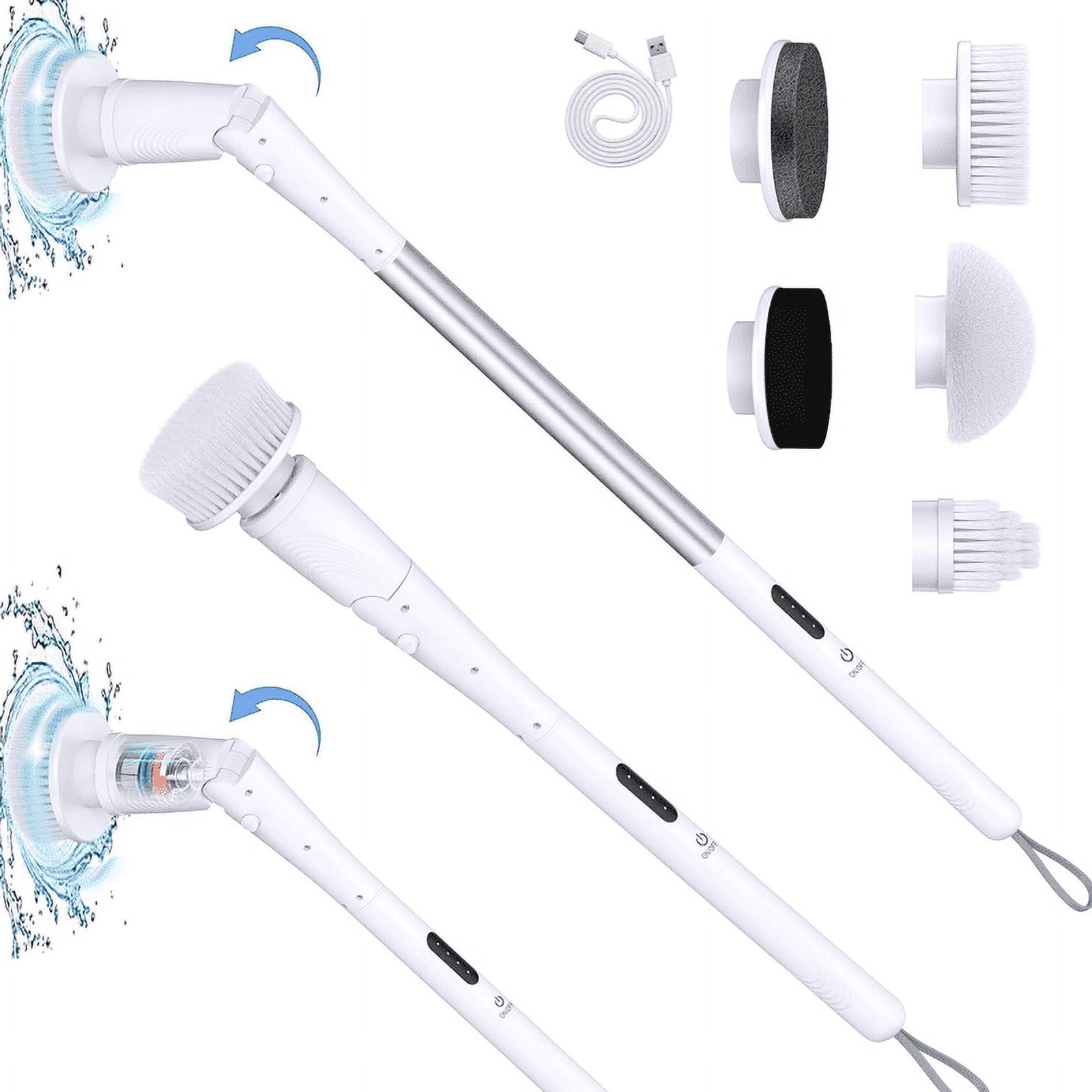 Mitofox Electric Spin Scrubber,Cordless Shower Cleaning Brush with 5 Replacement Heads 2 Speed Adjustable (350/450 RPM)